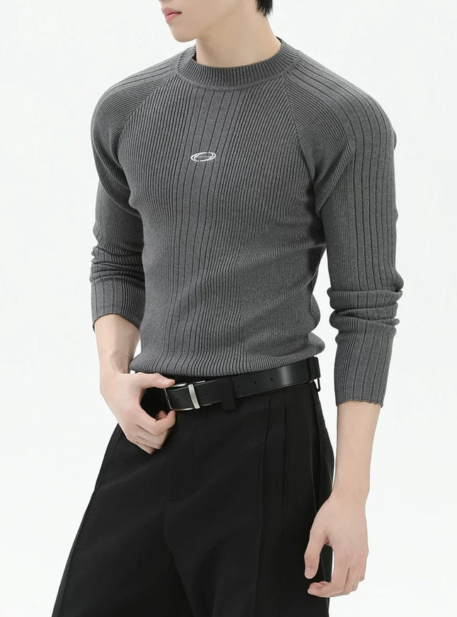 ワンポイントマークリブニット