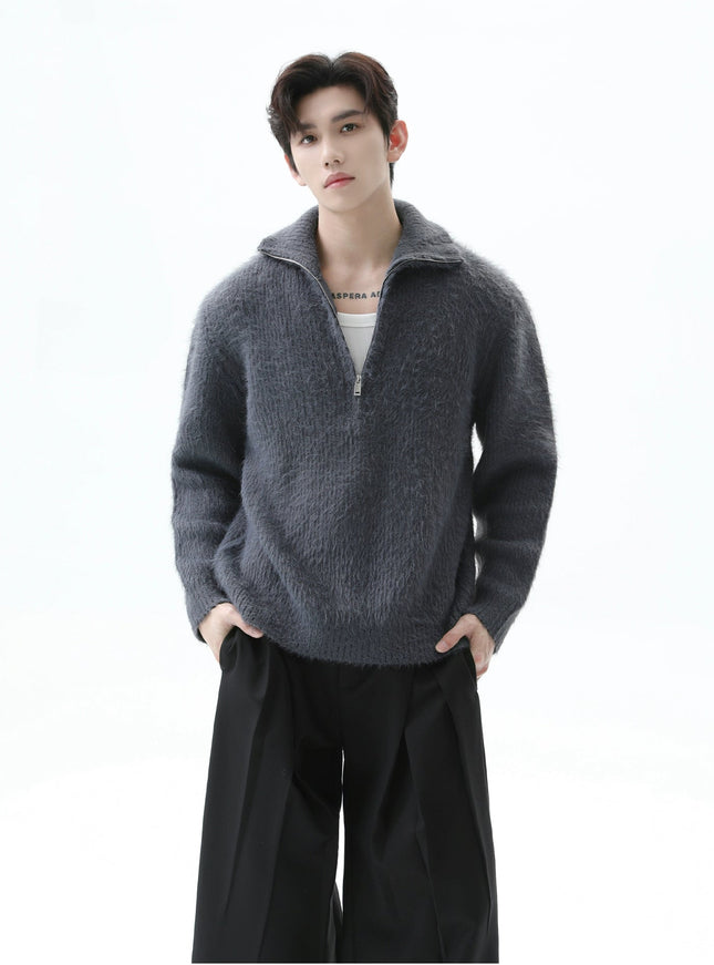 ハーフジップフリースニット