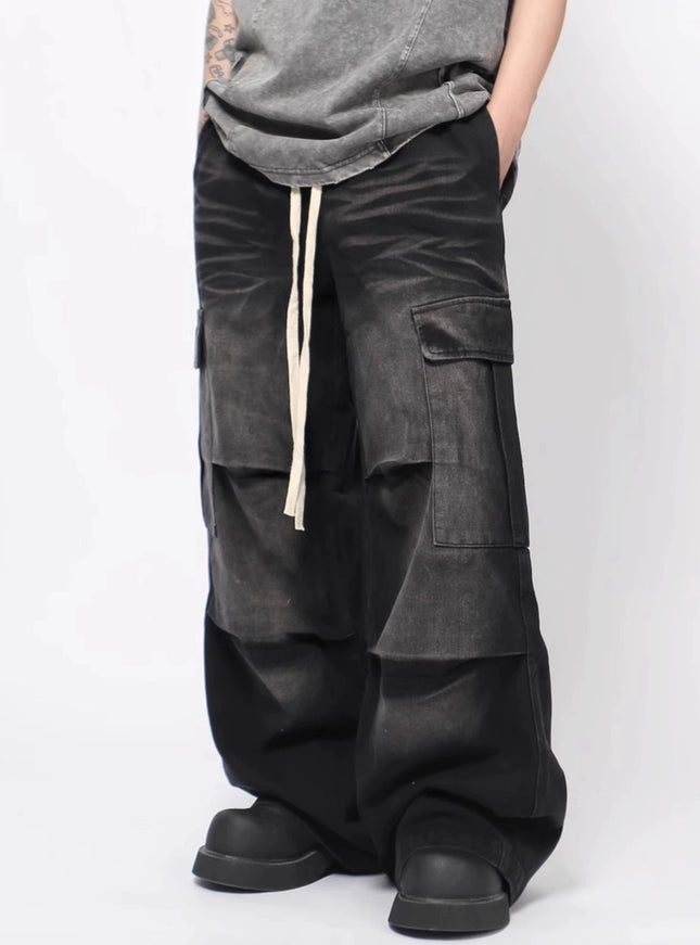 プリーツワイドデニム