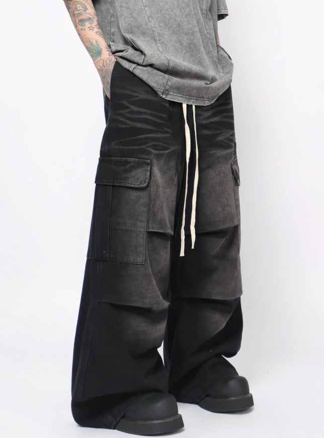 プリーツワイドデニム