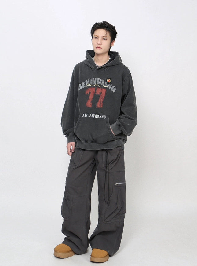 アシッドウォッシュ77フーディー