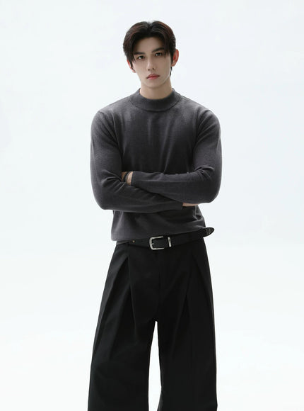 スリムタートルネックニット