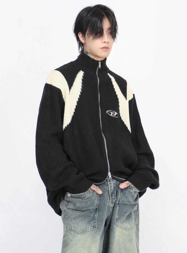 ジップアップオーバーニット