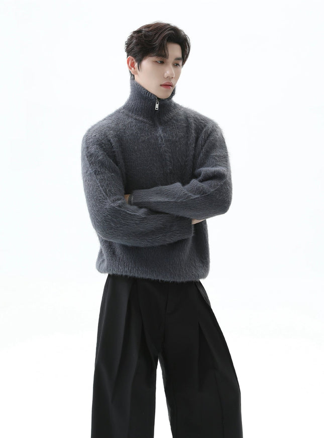 ハーフジップフリースニット