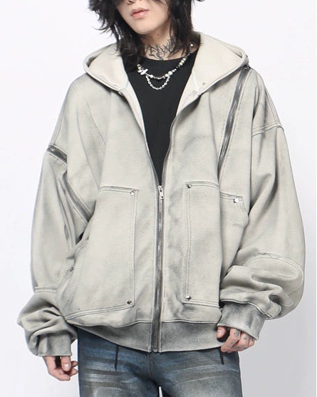 フェードウォッシュジップフーディ