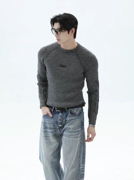 ワンポイントリブニット