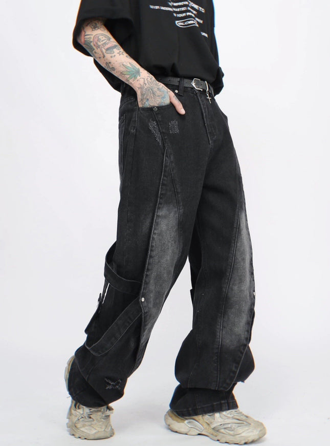 ストリートパッチワークデニム