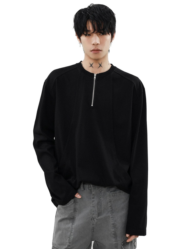 ハーフジップモノトーンロングスリーブ