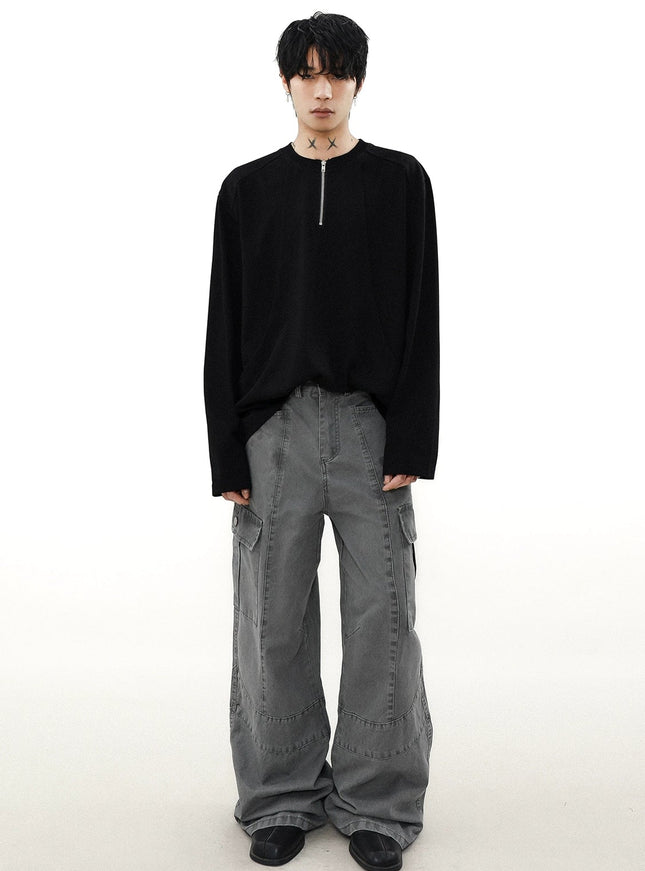 ハーフジップモノトーンロングスリーブ