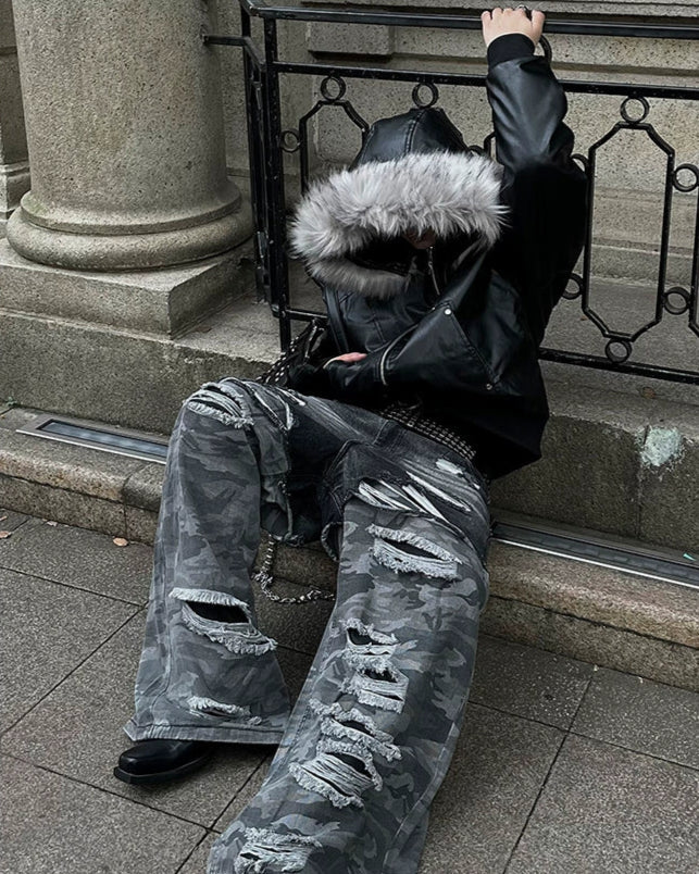 シャドウモードファーフーディジャケット