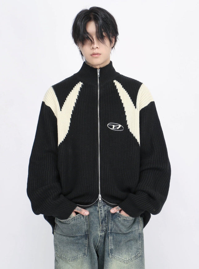 ジップアップオーバーニット