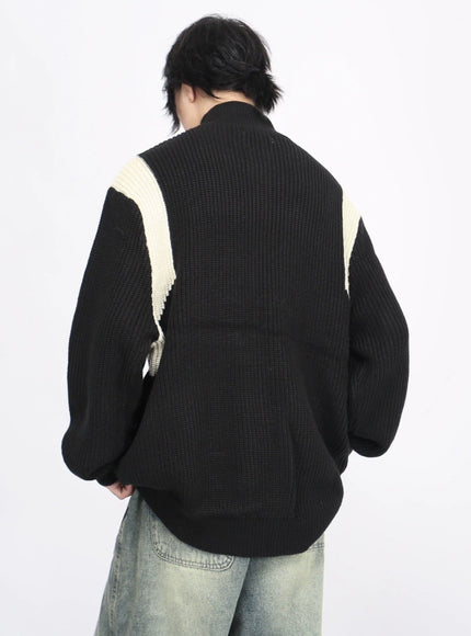 ジップアップオーバーニット