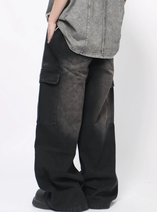 プリーツワイドデニム