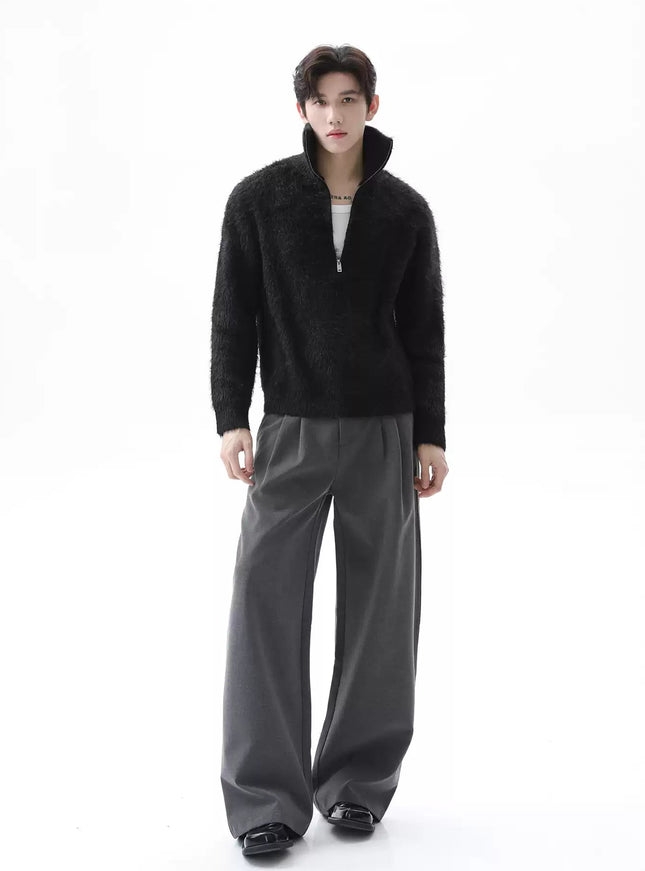 ハーフジップフリースニット