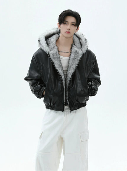 PUファーレザージャケット