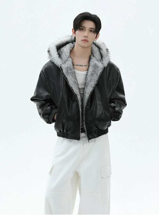 PUファーレザージャケット