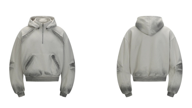 フェードグラデーションハーフジップフーディ