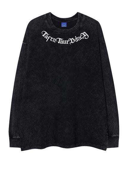 ウォッシュレターネックTシャツ