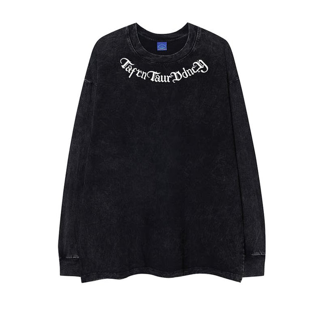 ウォッシュレターネックTシャツ