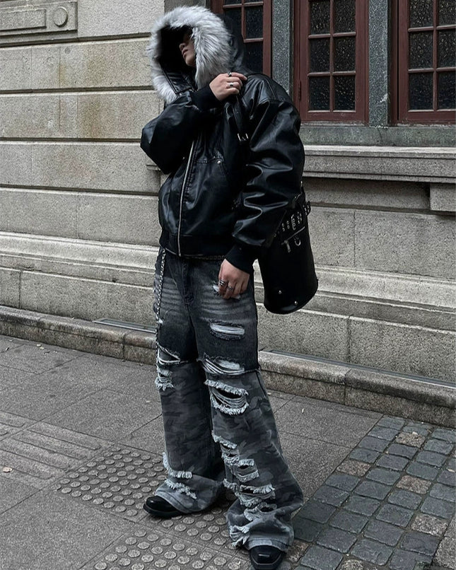 シャドウモードファーフーディジャケット