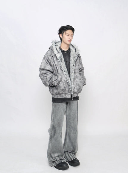 マーブルファーフードジャケット