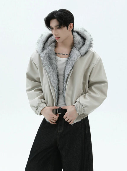 PUファーレザージャケット