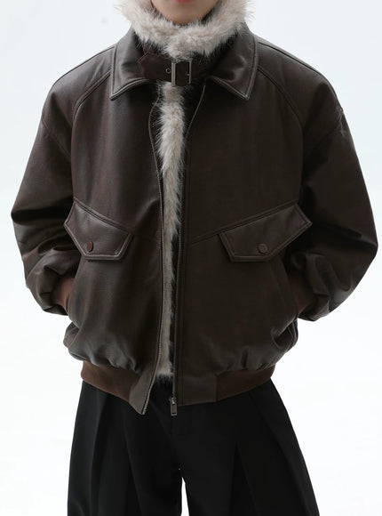 レザーファーカラージャケット