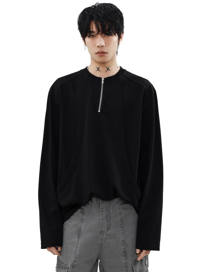 ハーフジップモノトーンロングスリーブ