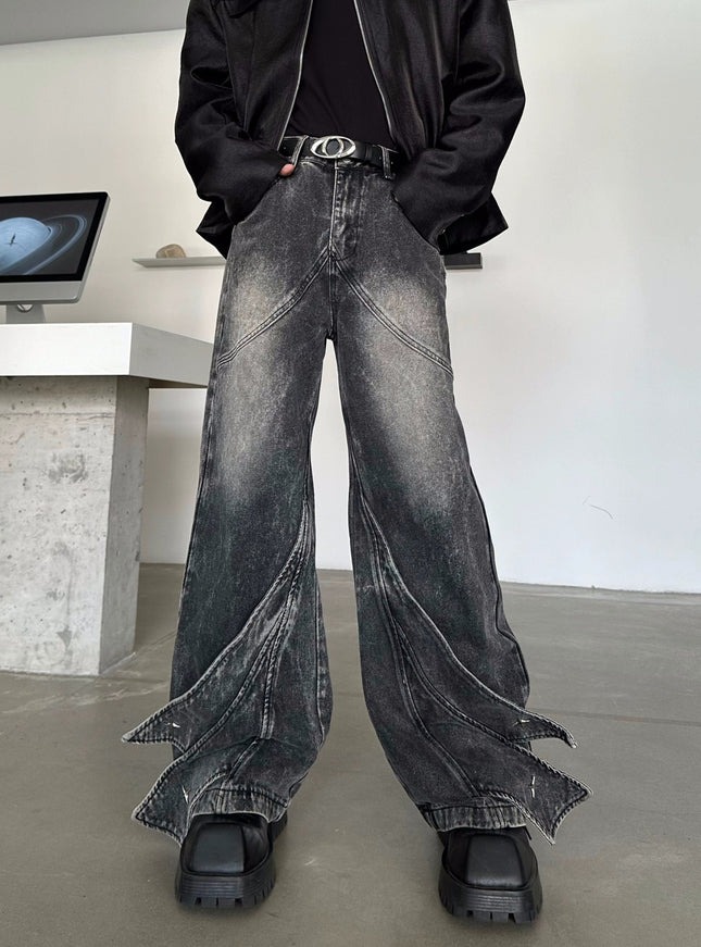 ユニークカッティングフレアデニム