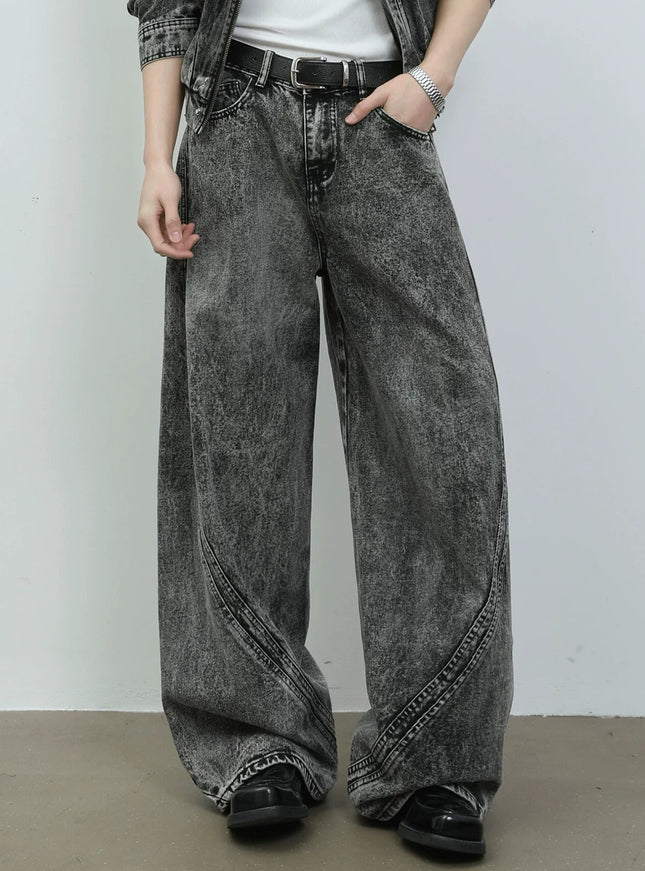 ウォッシュワイドデニムパンツ