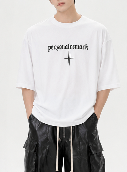 レタークロスラインTシャツ