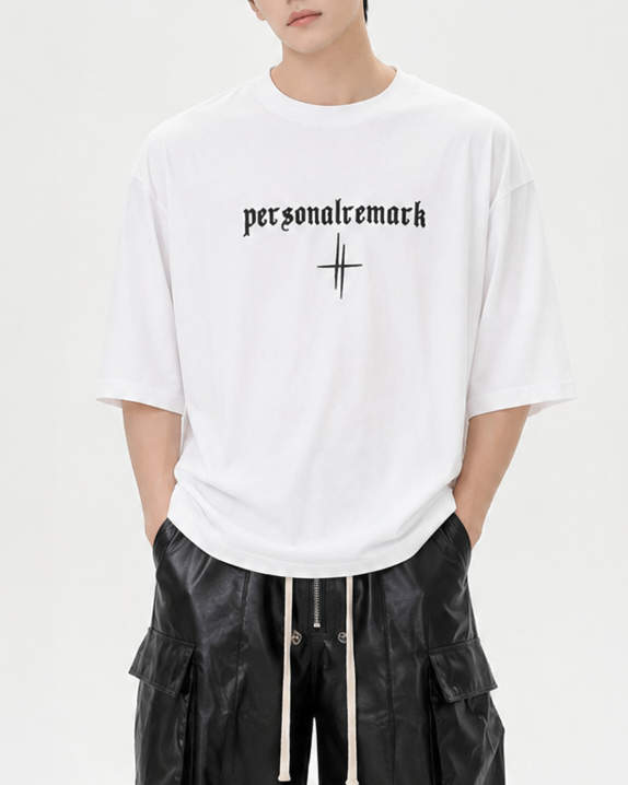 レタークロスラインTシャツ