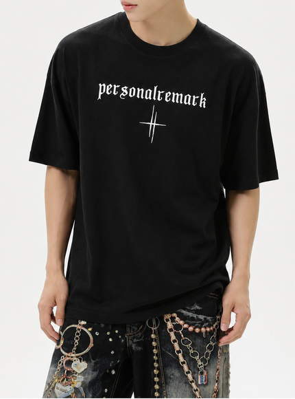 レタークロスラインTシャツ