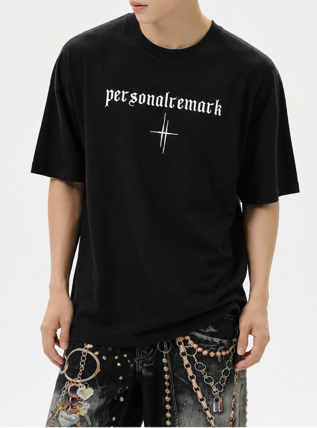 レタークロスラインTシャツ