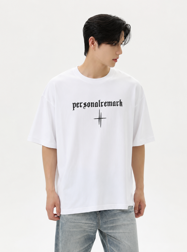 レタークロスラインTシャツ