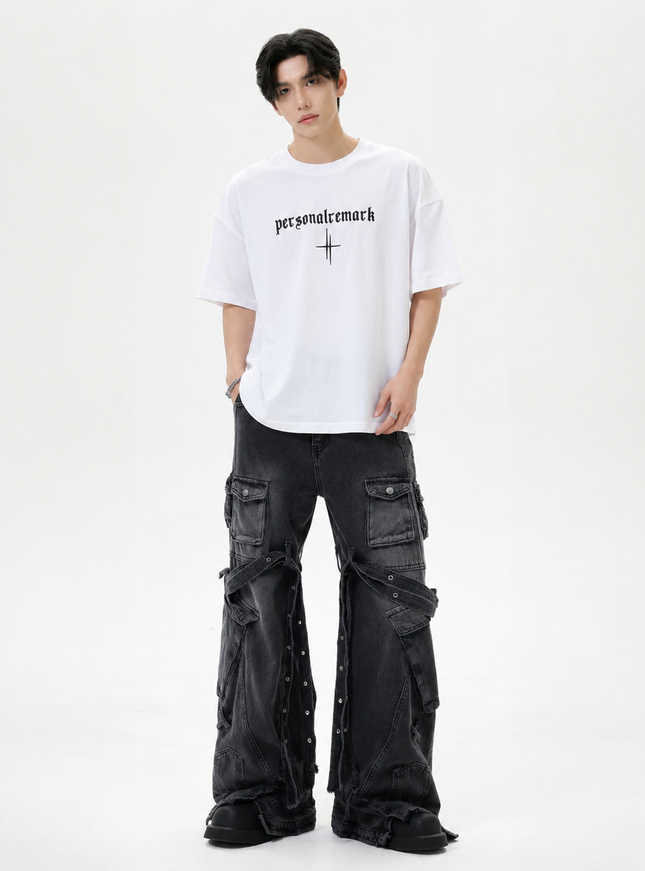 レタークロスラインTシャツ