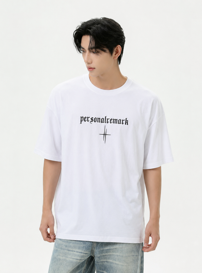 レタークロスラインTシャツ