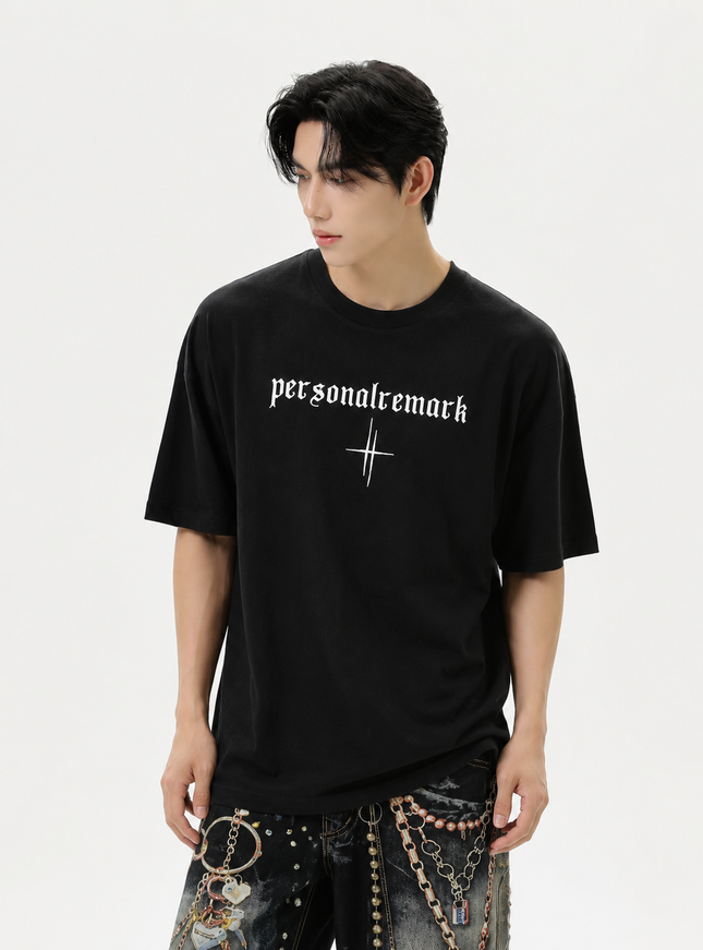 レタークロスラインTシャツ