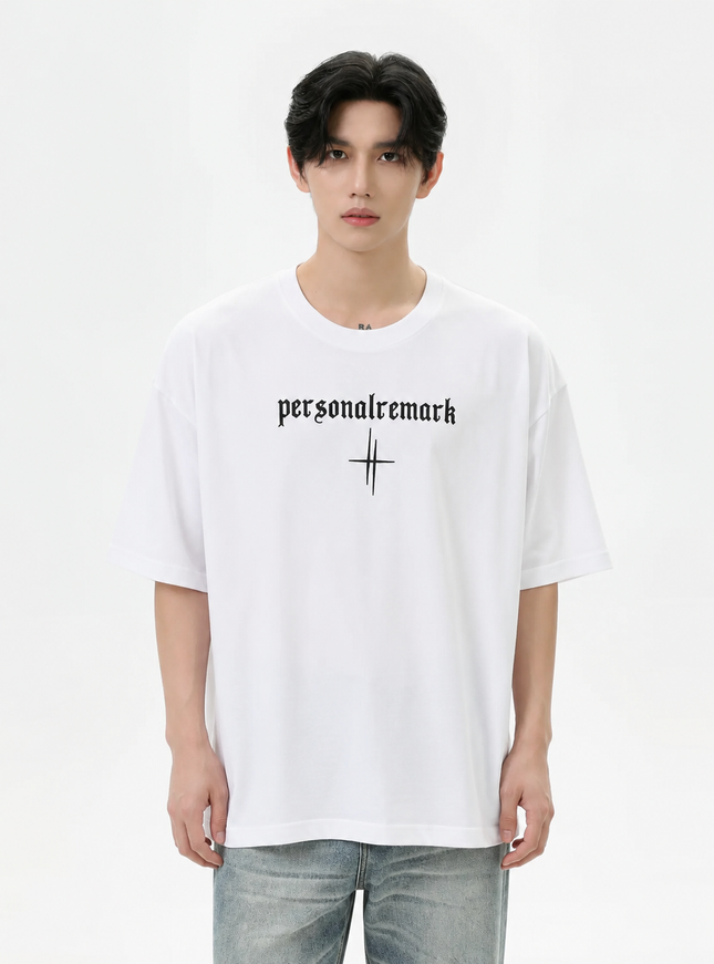 レタークロスラインTシャツ