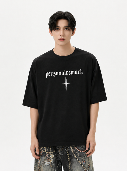 レタークロスラインTシャツ