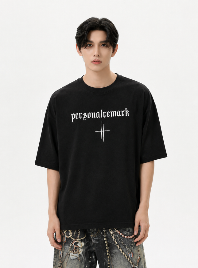 レタークロスラインTシャツ