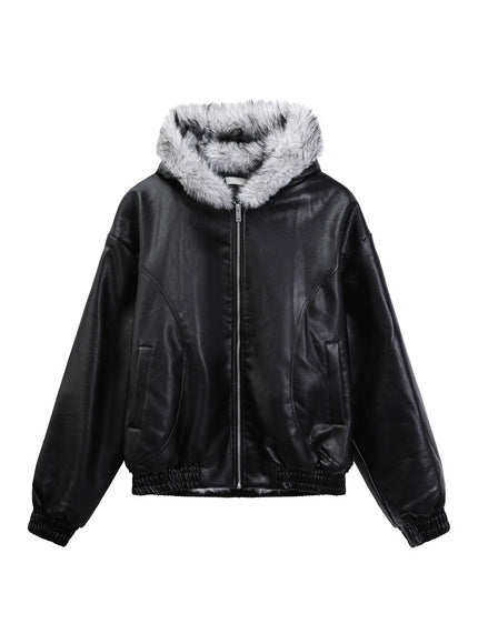 PUファーレザージャケット