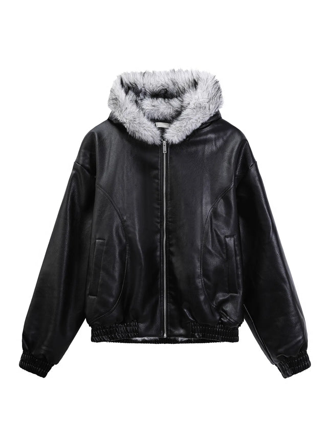 PUファーレザージャケット