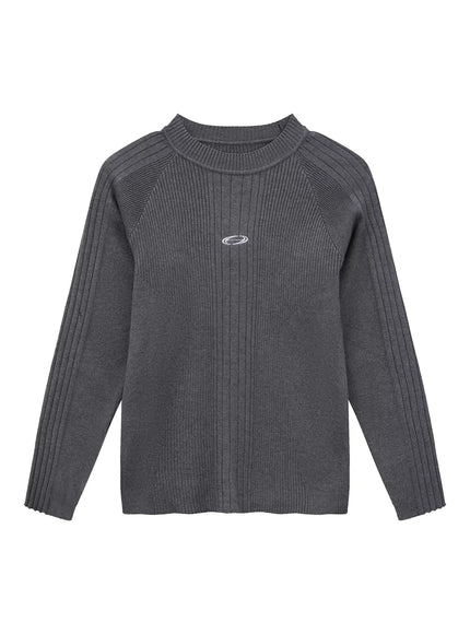 ワンポイントマークリブニット