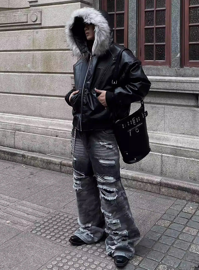 シャドウモードファーフーディジャケット